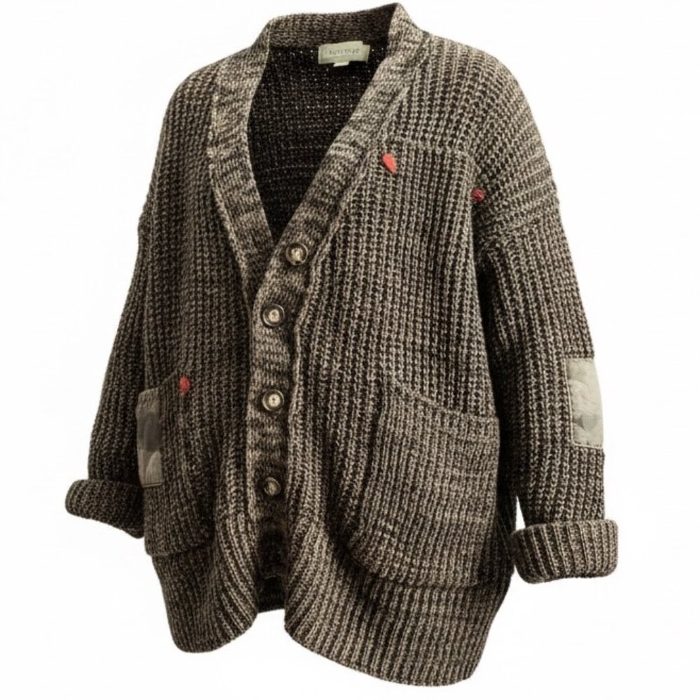 Vintage Havana Sweater Women’s S Gray 100% Cotton Oversized Boyfriend Knit EUC